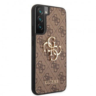 Guess PU 4G Metal Logo Zadní Kryt pro Samsung Galaxy S23+ Brown