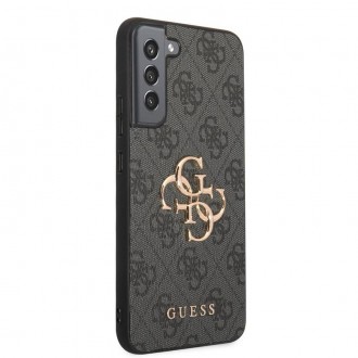 Guess PU 4G Metal Logo Zadní Kryt pro Samsung Galaxy S23+ Grey