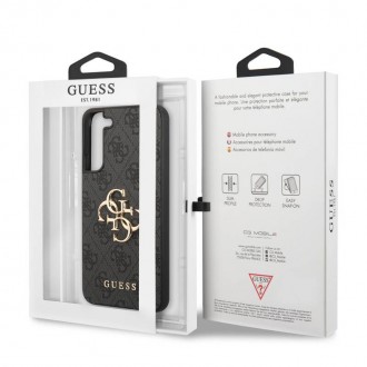 Guess PU 4G Metal Logo Zadní Kryt pro Samsung Galaxy S23+ Grey
