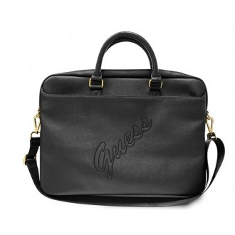 Guess PU Saffiano Vintage Script počítačová taška 15/16" černá