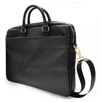 Guess PU Saffiano Vintage Script počítačová taška 15/16" černá