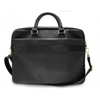 Guess PU Saffiano Vintage Script počítačová taška 15/16" černá