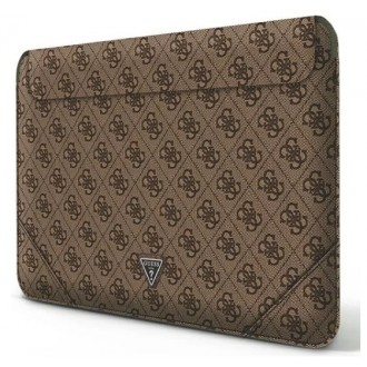 Guess PU 4G Triangle Metal Logo pouzdro na notebook 16" hnědé