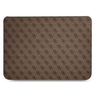 Guess PU 4G Triangle Metal Logo pouzdro na notebook 16" hnědé