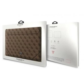 Guess PU 4G Triangle Metal Logo pouzdro na notebook 16" hnědé