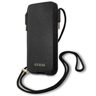 Guess PU Saffiano Pouch Script Logo S/M Black
