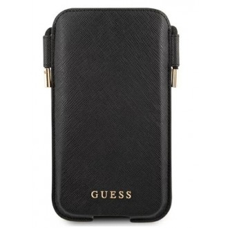 Guess PU Saffiano Pouch Script Logo S/M Black