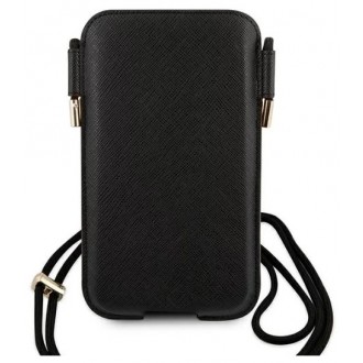 Guess PU Saffiano Pouch Script Logo S/M Black