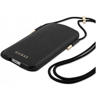 Guess PU Saffiano Pouch Script Logo S/M Black