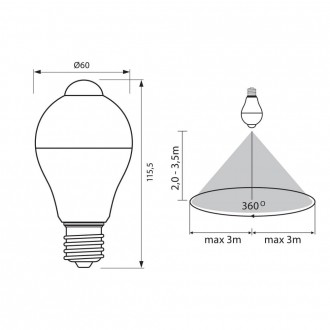 VIVALUX LED žárovka s pohybovým senzorem E27-7W-4000K-600lm VIV004245