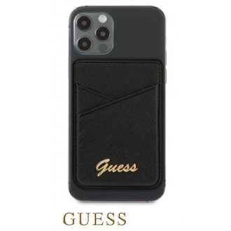 Guess Saffiano Cardslot Metal Logo černá