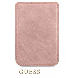 Guess Saffiano Cardslot Metal Logo růžová