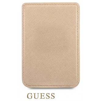 Guess Saffiano Cardslot Metal Logo zlatá