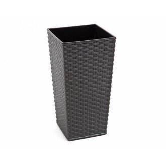 Obal na květináč plastový FINEZIA RATTAN vysoký 25x25x47 cm