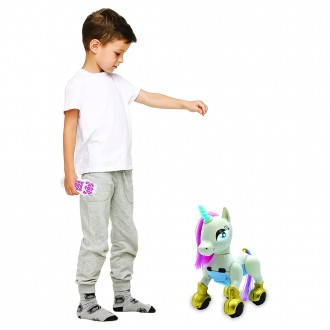 Můj chytrý robotický Jednorožec, tanec, chůze, pohyby, dotykové senzory