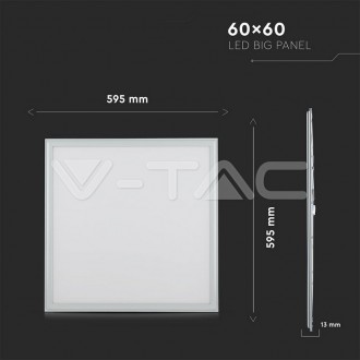V-TAC LED panel 60X60 stropní 36W - 120Lm/W - A++ barevná teplota (К): studená bílá / 6400K VT-6136