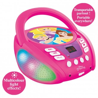 Přenosný Bluetooth CD přehrávač Disney Princess se světelnými efekty