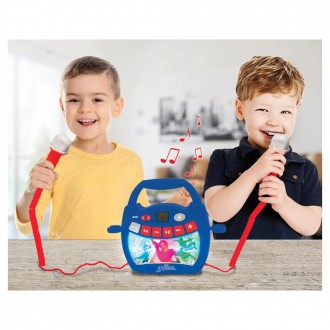 Reproduktor karaoke Spider-Man s mikrofony a osvětlením