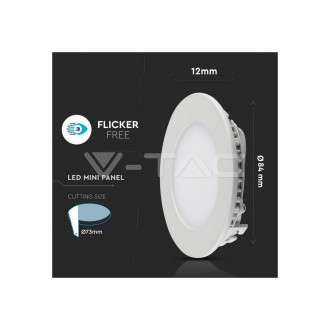 V-TAC LED panel stropní 3W-IP20-vestavný kulatý-bílý Barevná teplota (К): studená bílá SKU6294