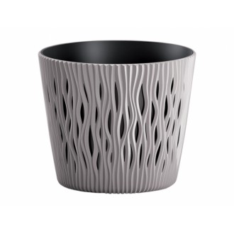 Obal na květník SANDY 2v1 plastový matný d26x22cm
