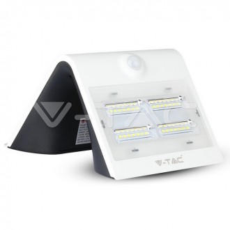 V-TAC LED solární nástěnné svítidlo s pohybovým senzorem-3W-IP65-VT-768-bílé SKU7523