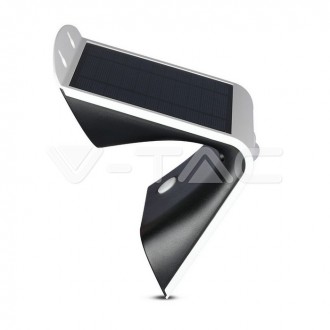 V-TAC LED solární nástěnné svítidlo s pohybovým senzorem-3W-IP65-VT-768-bílé SKU7523