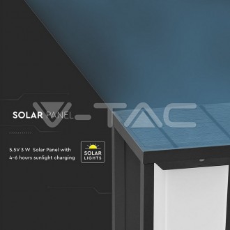 LED solární nástěnné svítidlo-2W-3000K-IP65-VT-77-šedé-V-TAC SKU784
