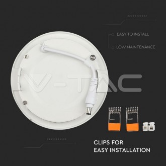 V-TAC LED panel podhledový kulatý 22W-IP20-bílý Barevná teplota (К): Neutrální bílá 4000K SKU6423