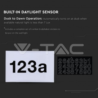 V-TAC LED svítidlo pro označení adresy se senzorem 10W-800LM SKU781