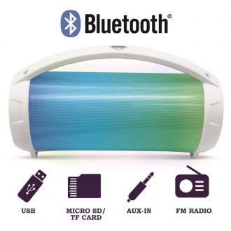 Přenosný reproduktor iParty Boombox s mikrofonem a světelnými efekty