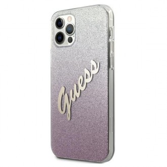 Guess PC/TPU Vintage Zadní Kryt pro iPhone 12/12 Pro 6.1 Gradient Pink