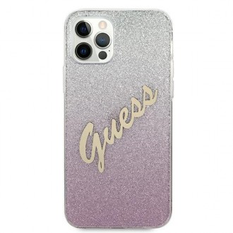 Guess PC/TPU Vintage Zadní Kryt pro iPhone 12/12 Pro 6.1 Gradient Pink