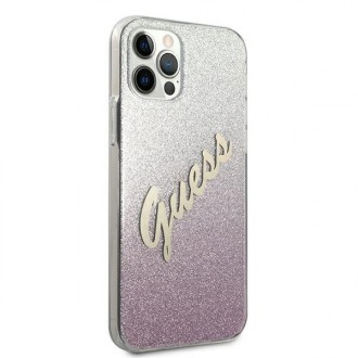 Guess PC/TPU Vintage Zadní Kryt pro iPhone 12/12 Pro 6.1 Gradient Pink