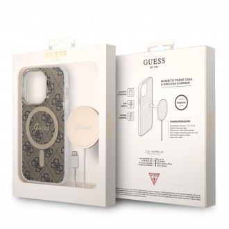 Guess 4G MagSafe Kompatibilní Zadní Kryt + Bezdrátová Nabíječka pro iPhone 14 Pro