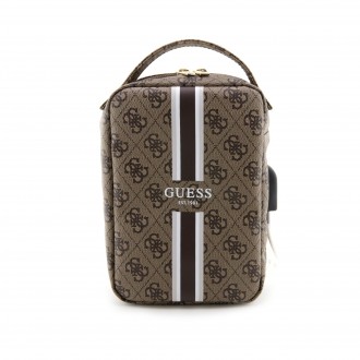 Guess PU 4G Printed Stripes Travel Universal Bag Brown
