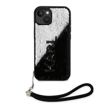 Karl Lagerfeld Sequins Reversible Zadní Kryt pro iPhone 14 Black/Silver