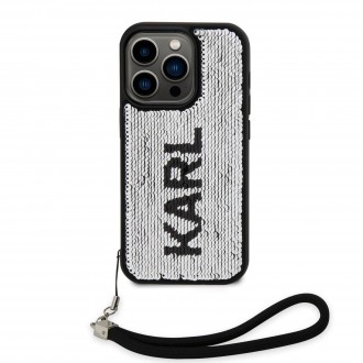 Karl Lagerfeld Sequins Reversible Zadní Kryt pro iPhone 14 Pro Black/Silver