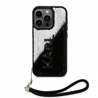 Karl Lagerfeld Sequins Reversible Zadní Kryt pro iPhone 14 Pro Black/Silver