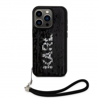 Karl Lagerfeld Sequins Reversible Zadní Kryt pro iPhone 14 Pro Black/Silver