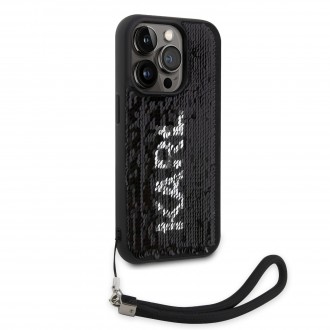 Karl Lagerfeld Sequins Reversible Zadní Kryt pro iPhone 14 Pro Black/Silver