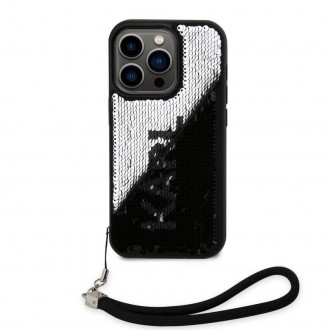 Karl Lagerfeld Sequins Reversible Zadní Kryt pro iPhone 13 Pro Black/Silver