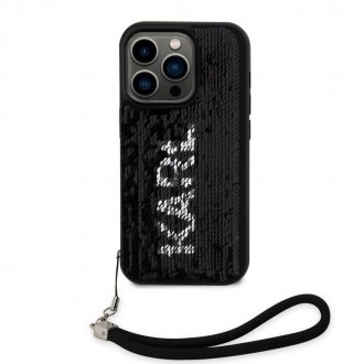 Karl Lagerfeld Sequins Reversible Zadní Kryt pro iPhone 13 Pro Black/Silver