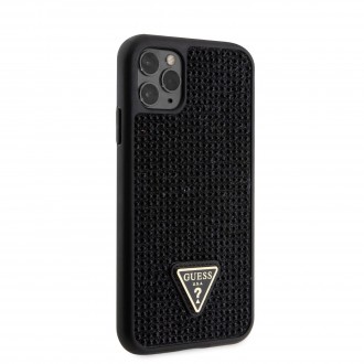 Guess Rhinestones Triangle Metal Logo Kryt pro iPhone 11 Pro černý