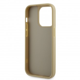 Guess Rhinestones Triangle Metal Logo Kryt pro iPhone 14 Pro zlatý