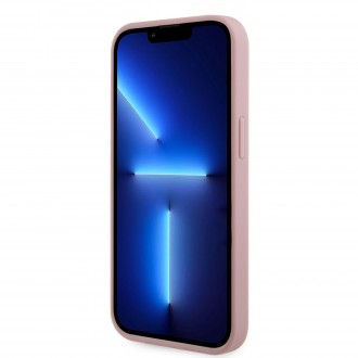 Guess Rhinestones Triangle Metal Logo Kryt pro iPhone 14 růžový