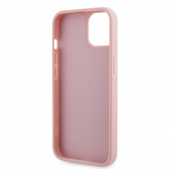 Guess Rhinestones Triangle Metal Logo Kryt pro iPhone 14 růžový