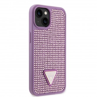 Guess Rhinestones Triangle Metal Logo Kryt pro iPhone 14 fialový