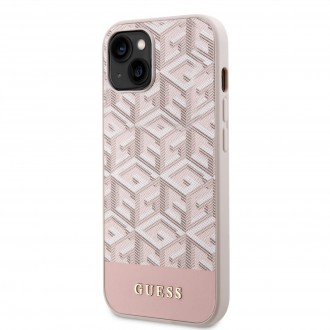 Guess PU G Cube MagSafe Kompatibilní Zadní Kryt pro iPhone 14 růžový