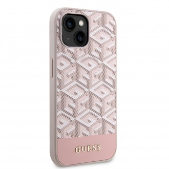 Guess PU G Cube MagSafe Kompatibilní Zadní Kryt pro iPhone 14 růžový