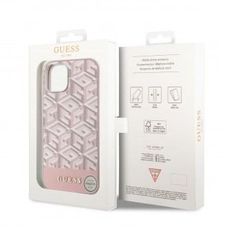 Guess PU G Cube MagSafe Kompatibilní Zadní Kryt pro iPhone 14 růžový